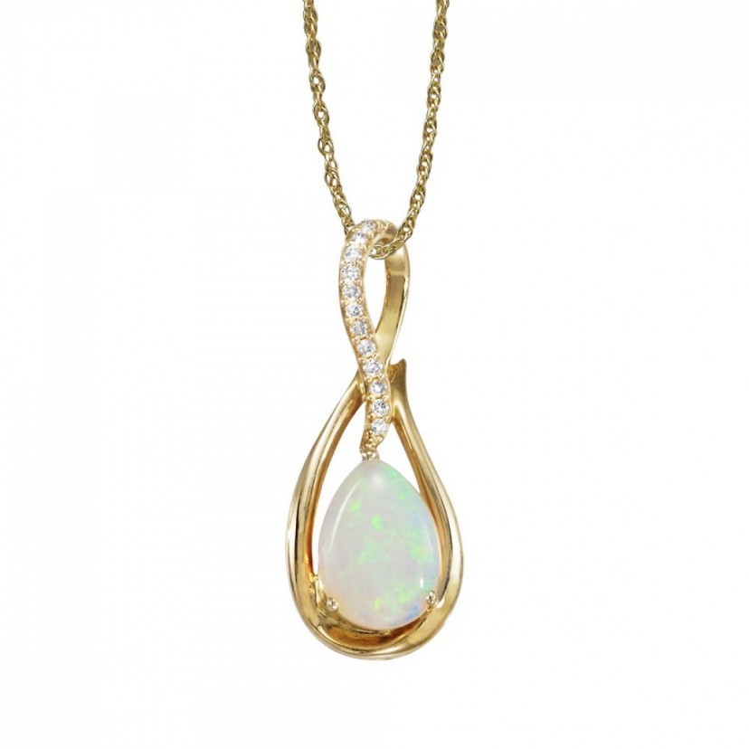 Opal and Diamond Pendant