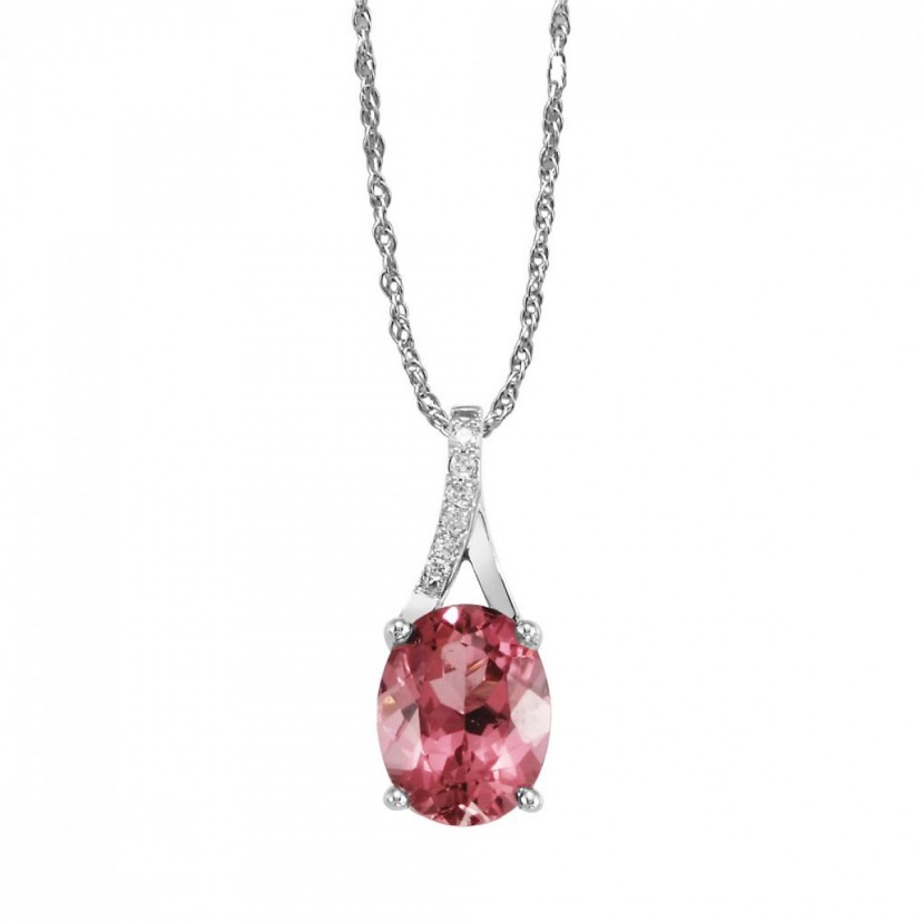 Pink Tourmaline and Diamond Pendant